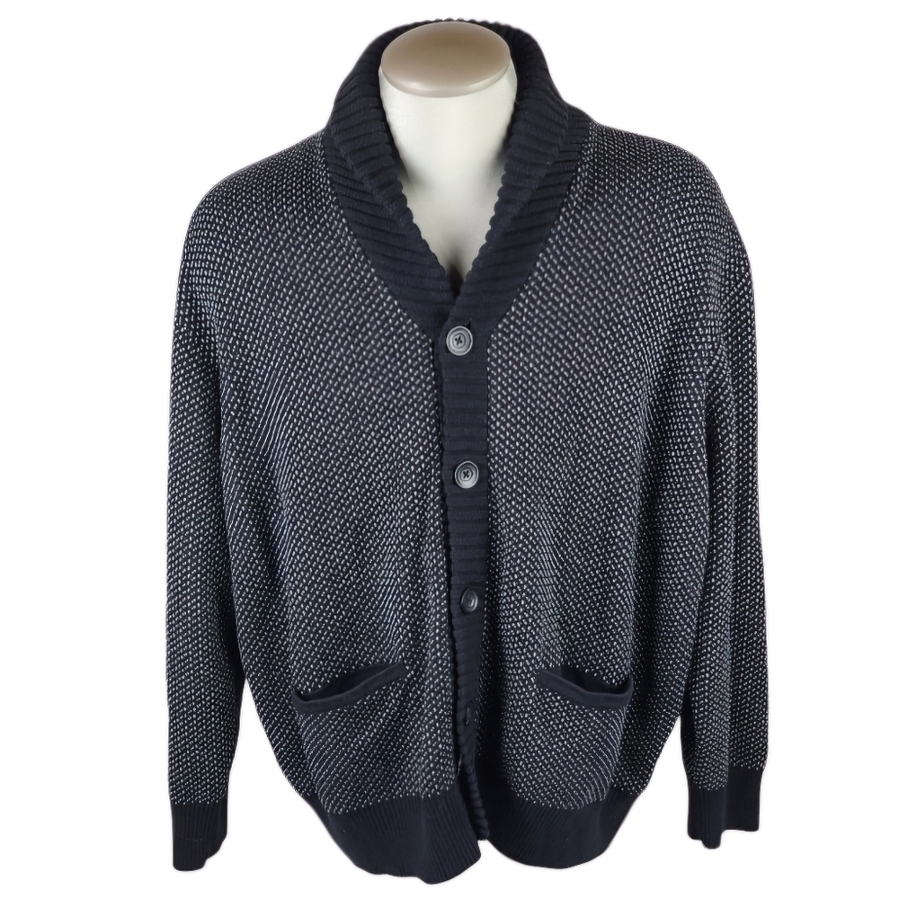 Daniel Hechter Paris Cotton Shawl Collar Grampa Cardigan Navy Size 2X Preppy